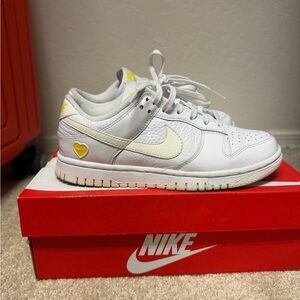 Nike Kids White Sneakers with Yellow Accents